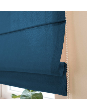 Nowoczesna roleta rzymska do kuchni ze wzorem Jodełka, kolor niebieski - szyta na wymiar