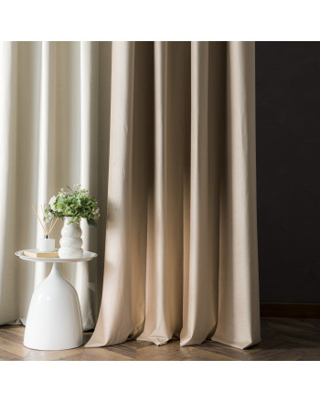 Zasłona do salonu premium welwet 80% zaciemnienia na przelotkach jasny beżowy, wys. 230-250 cm