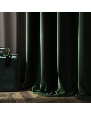 Zasłona do salonu premium welwet 80% zaciemnienia na przelotkach butelkowa zieleń 140x230 cm 