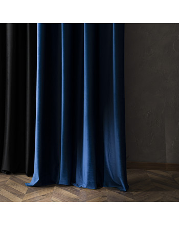 Zasłona do salonu premium welwet 80% zaciemnienia na przelotkach granatowa, wys. 230-250 cm
