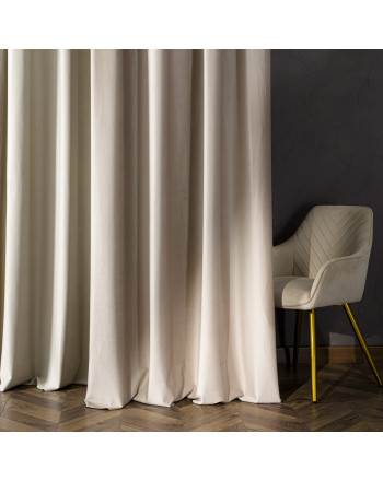Zasłona do salonu premium welwet 80% zaciemnienia na przelotkach ciemny kremowy, wys. 230-250 cm