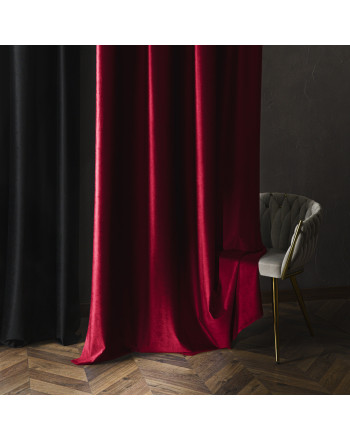 Zasłona do salonu premium welwet 80% zaciemnienia na przelotkach czerwona wys. 230-250 cm