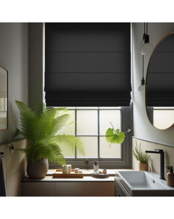 Roleta rzymska do łazienki wodoodporna, kolor czarny - szyta na wymiar