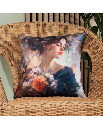 Poszewka dekoracyjna z welwetu, kolorowy nadruk, rozmiar 40x40 cm, Ariana