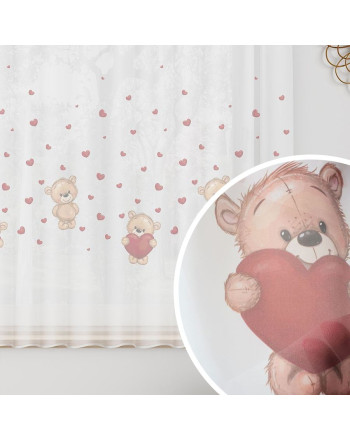 Firanka krótka z woalu na taśmie wave, drukowana do pokoju dziecięcego, wysokość od 100 do 157 cm, Misiaki - szyta na wymiar