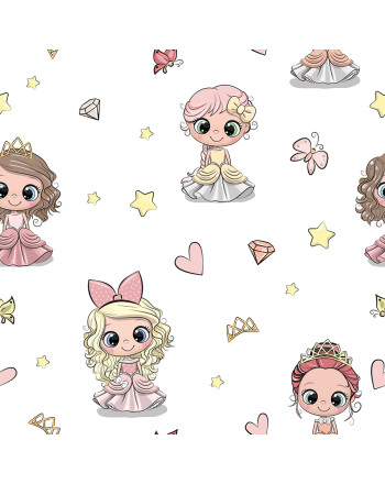 Tkanina zasłonowa drukowana, kolor odcienie różowego, szerokość 140 cm, Princess - sprzedawana na metry