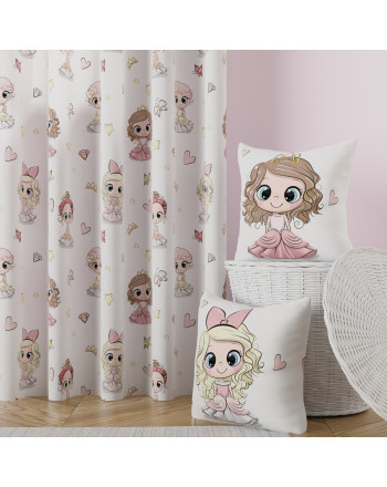 Zasłona do pokoju dziecięcego Princess na przelotkach, szerokość 130 cm, kolor różowy - szyta na wymiar