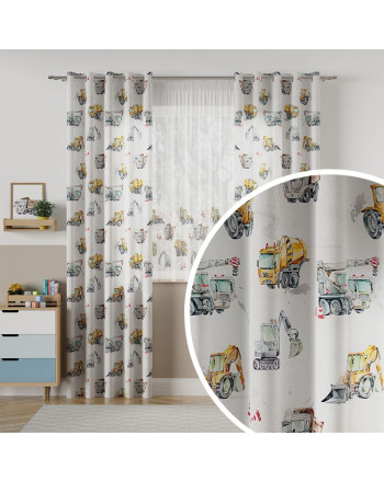 Zasłona do pokoju dziecięcego, Pojazdy na przelotkach, szerokość 130 cm, kolorowy nadruk - szyta na wymiar