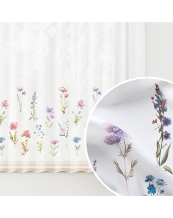 Firanka woal z ołowianką drukowana, wysokość 157 cm, Polne kwiaty - sprzedawana na metry