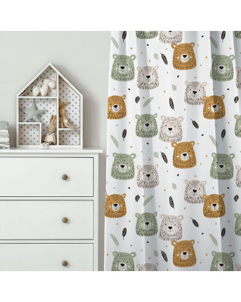 Zasłona do pokoju dziecięcego na taśmie ze wzorem Miłe Zielone Misie - szyta na wymiar