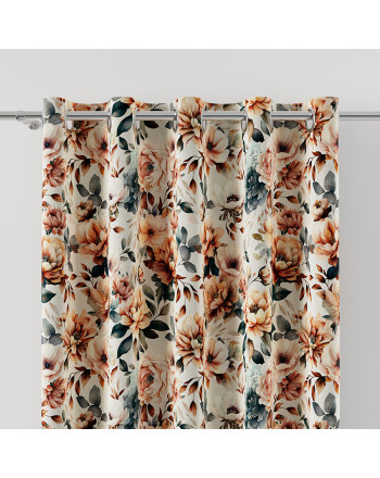 Zasłona drukowana velvet na przelotkach, kolor beżowo-miedziany, Alba - szyta na wymiar