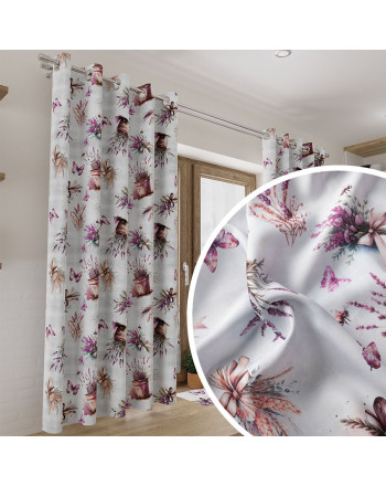 Zasłona z tkaniny wodoodpornej drukowana na przelotkach, odcienie szarości, LAVETTE - szyta na wymiar