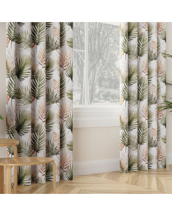 Zasłona welurowa drukowana na taśmie kolor zielony szerokość do 140 cm Palma - szyta na wymiar