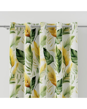 Zasłona velvet drukowana na przelotkach kolor zielony, Olive - szyta na wymiar