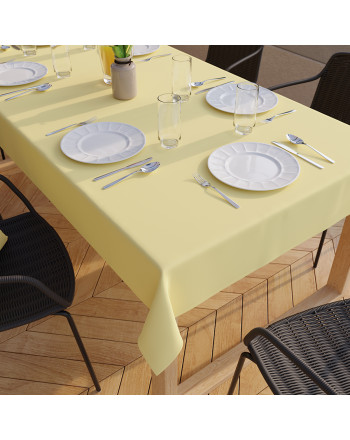 Obrus z tkaniny wodoodpornej, kolor żółty, Wiosenny piknik, wykończony listwą - szyty na wymiar