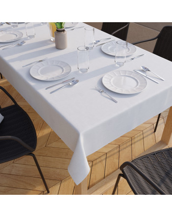 Obrus wodoodporny w kolorystyce niebieskiej Wiosenny piknik melanż, wykończony listwą - szyty na wymiar