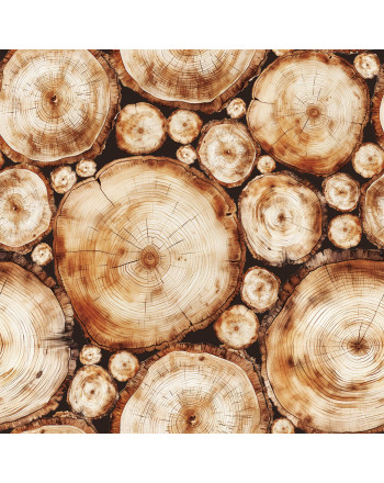 Tkanina wodoodporna, drukowana w kolorze brązowym, szerokość 160 cm, Pieńki - sprzedawana na metry