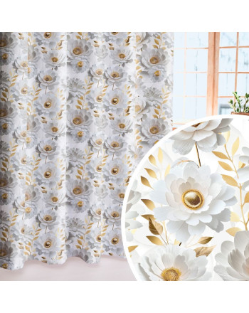 Wodoodporny materiał  na zasłony lub obrusy z kolorowym nadrukiem, szerokość 160 cm, Goldenia - sprzedawany na metry