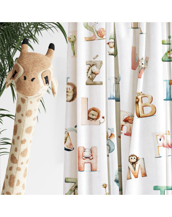 Welurowy materiał na zasłony idealny do pokoju dziecięcego drukowany szerokość 150 cm Alfabet - sprzedawana na metry