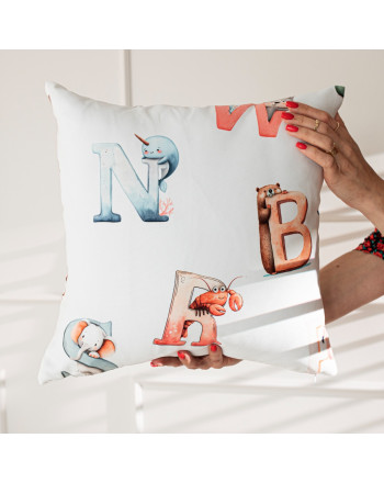 Poszewka welurowa do pokoju dziecka, Alfabet rozmiar 40x40 cm