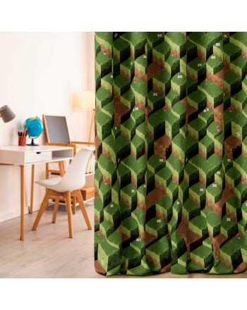 Gotowa zasłona welurowa do pokoju dziecka na taśmie, kolorowy nadruk, rozmiar 140x250 cm, Pikselowy świat
