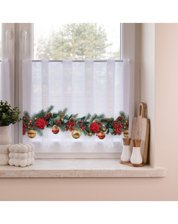 Zazdrostka żakardowa z otworami na drążek i świątecznym nadrukiem, dwie wysokości, Girlanda z Gwiazdą Betlejemską - sprzedawana na metry