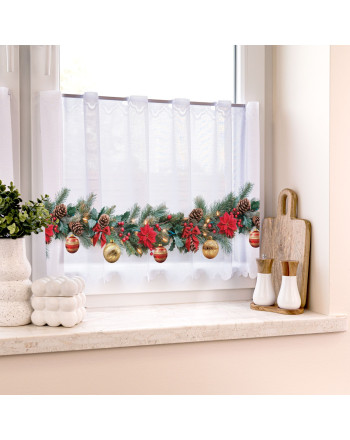 Świąteczna zazdrostka żakardowa gotowa z otworami na drążek kolorowy nadruk dwa rozmiary Girlanda z Gwiazdą Betlejemską