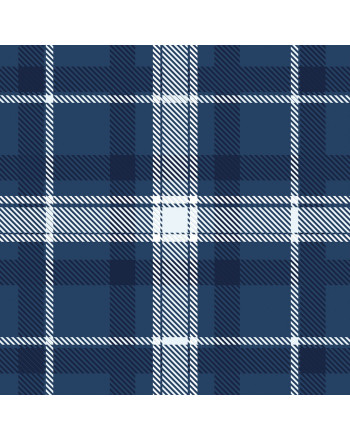Wodoodporny materiał na zasłony lub obrusy, z nadrukiem kraty w tonacji granatowej, szerokość 160 cm, Kadena - sprzedawany na metry
