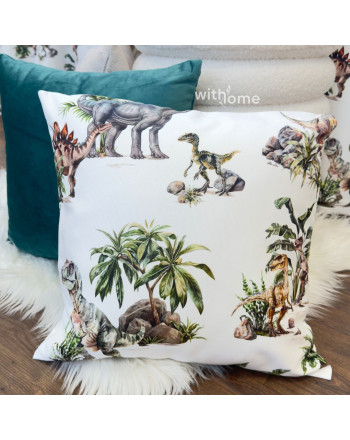 Poszewka welurowa do pokoju dziecka, Dinozaury, rozmiar 40x40 cm