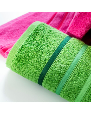 Ręcznik bawełniany z kolorową bordiurą, kolor zielony, 2 rozmiary, Dolce Pop