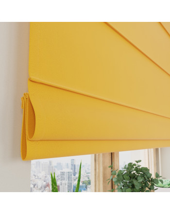 Żółta roleta rzymska zaciemniająca - szyta na wymiar