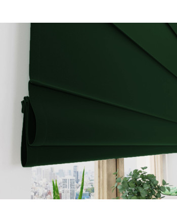 Roleta rzymska do salonu lub kuchni, 85% zaciemniająca kolor zielony butelkowy - szyta na wymiar