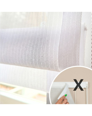 Materiał firanowy do mechanizmu rolety rzymskiej 100% Jodełka kolor off white biały - szyty na wymiar