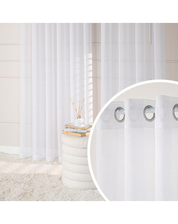 Firana gotowa na przelotkach do salonu gładka biała dwa rozmiary Etamina