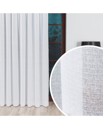 Gładka firana woal sable na taśmie, kolor biały, wysokość do 330 cm - szyta na wymiar 