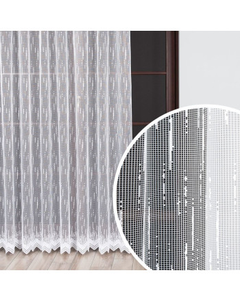 Firana żakardowa deszczyk na taśmie, 000146, kolor biały - szyta na wymiar