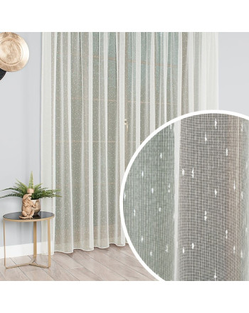 Gładka firana deszczyk z obciążnikiem na taśmie, kolor kremowy - szyta na wymiar