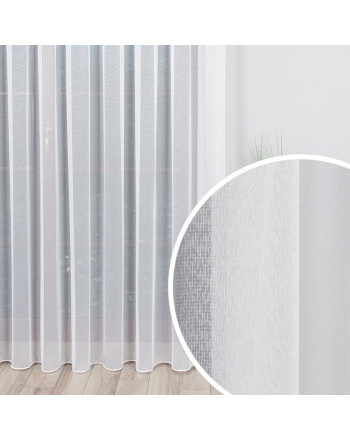 Błyszcząca firanka z delikatnej siatki o strukturze deszczyku na fleksach, kolor biały - szyta na wymiar 