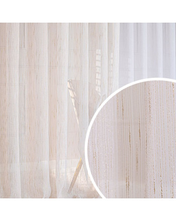 Firana o strukturze deszczyku, do szyny sufitowej, kolor kremowy ze złotą nitką, wysokość do 290 cm, Neve - szyta na wymiar