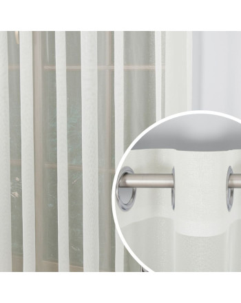 Kremowa firana z błyszczącej markizety na przelotkach - szyta na wymiar 