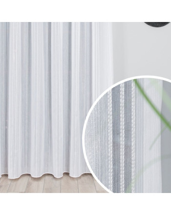 Błyszcząca firana z pionowymi paskami do szyny sufitowej, kolor biały - szyta na wymiar 