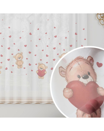 Krótka firana woal do szyny sufitowej, do pokoju dziecka w Misiaki - szyta na wymiar