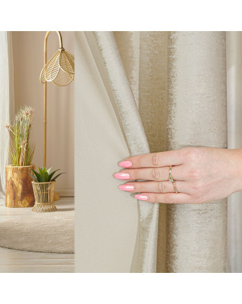 Gotowa zasłona welwetowa na przelotkach, ze złotym nadrukiem, kolor kremowy, rozmiar 140x250 cm, Eleonora