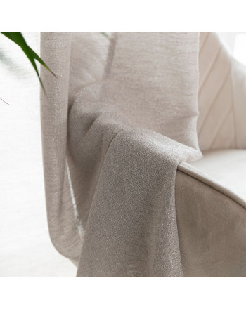 Dekoracyjna zasłonka z zagęszczanej siateczki z błyszczącą nicią, na taśmie marszczącej, kolor perłowy, rozmiar 145x245 cm, Mirella