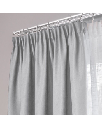 Miękka zasłona gotowa na taśmie o strukturze płótna, rozmiar 140x250 cm kolor jasny szary Idalia