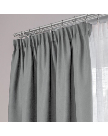 Miękka zasłona gotowa na taśmie o strukturze płótna, rozmiar 140x250 cm, kolor szary Idalia