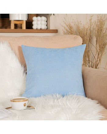Poszewka na poduszkę z tkaniny welurowej Milas, do salonu, sypialni, kolor błękitny, baby blue