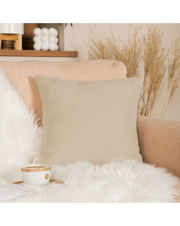 Poszewka na poduszkę z tkaniny welurowej Milas, do salonu, sypialni, kolor beżowy