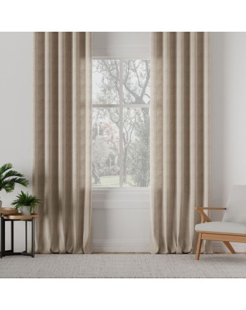 Nowoczesna zasłona do salonu Milas na taśmie kolor kremowy - szyta na wymiar
