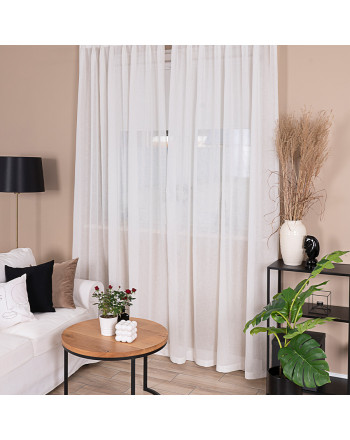 Tkanina, firana o strukturze lnu w kolorze białym, wysokość 190 cm, Lino - sprzedawana na metry